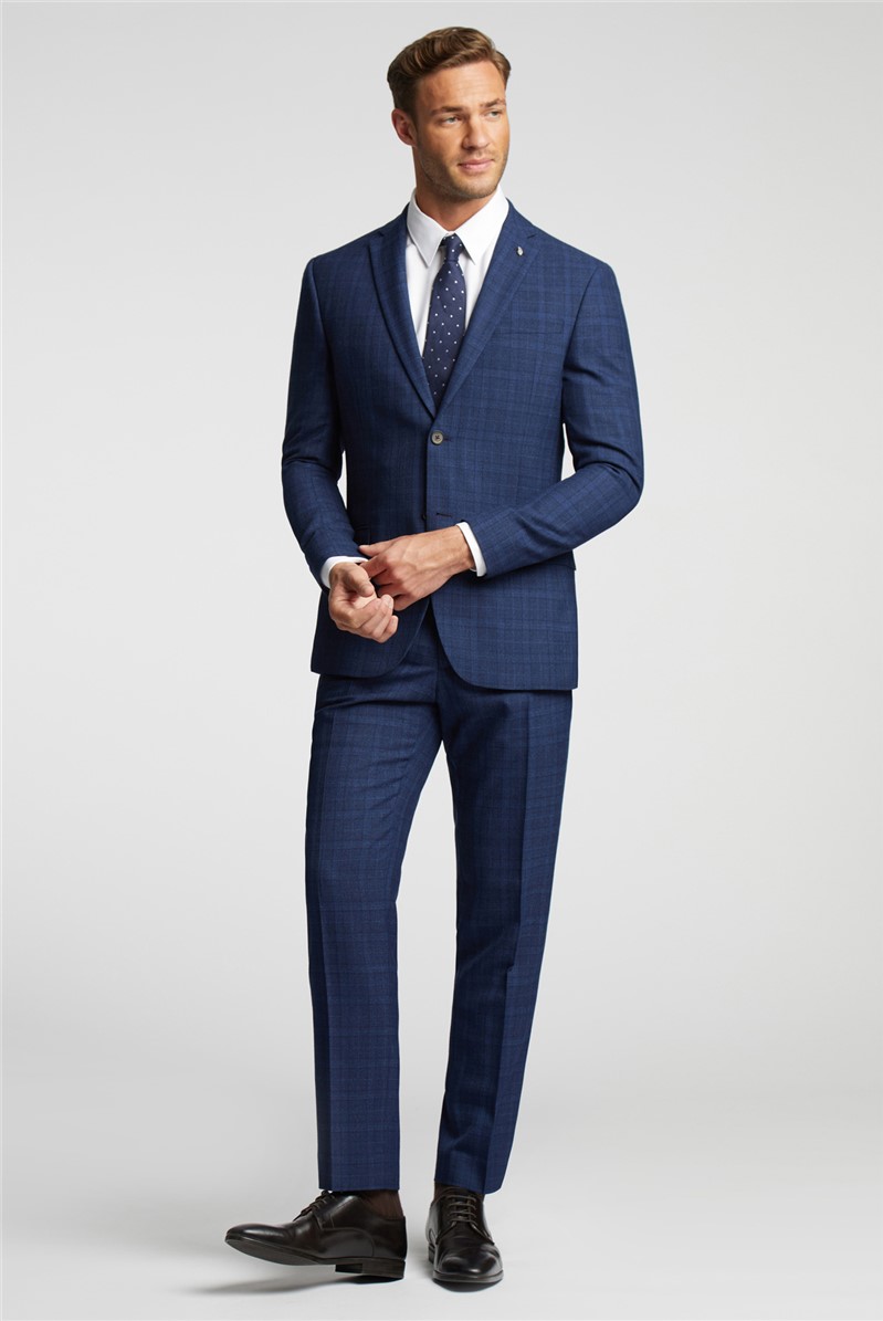  TED BAKER SLIM FIT NAVY SOFT CHECK JACKET