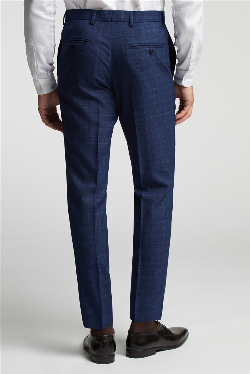  Slim Fit Navy Soft Check Trousers