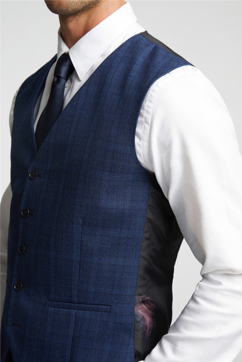  TED BAKER SLIM FIT NAVY SOFT CHECK JACKET