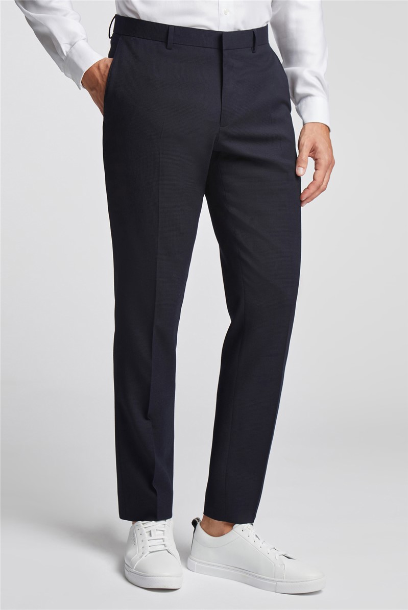  Slim Fit Navy Basketweave Trousers