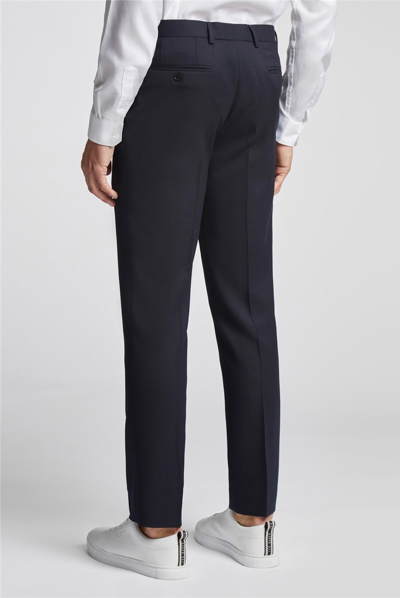  Slim Fit Navy Basketweave Trousers