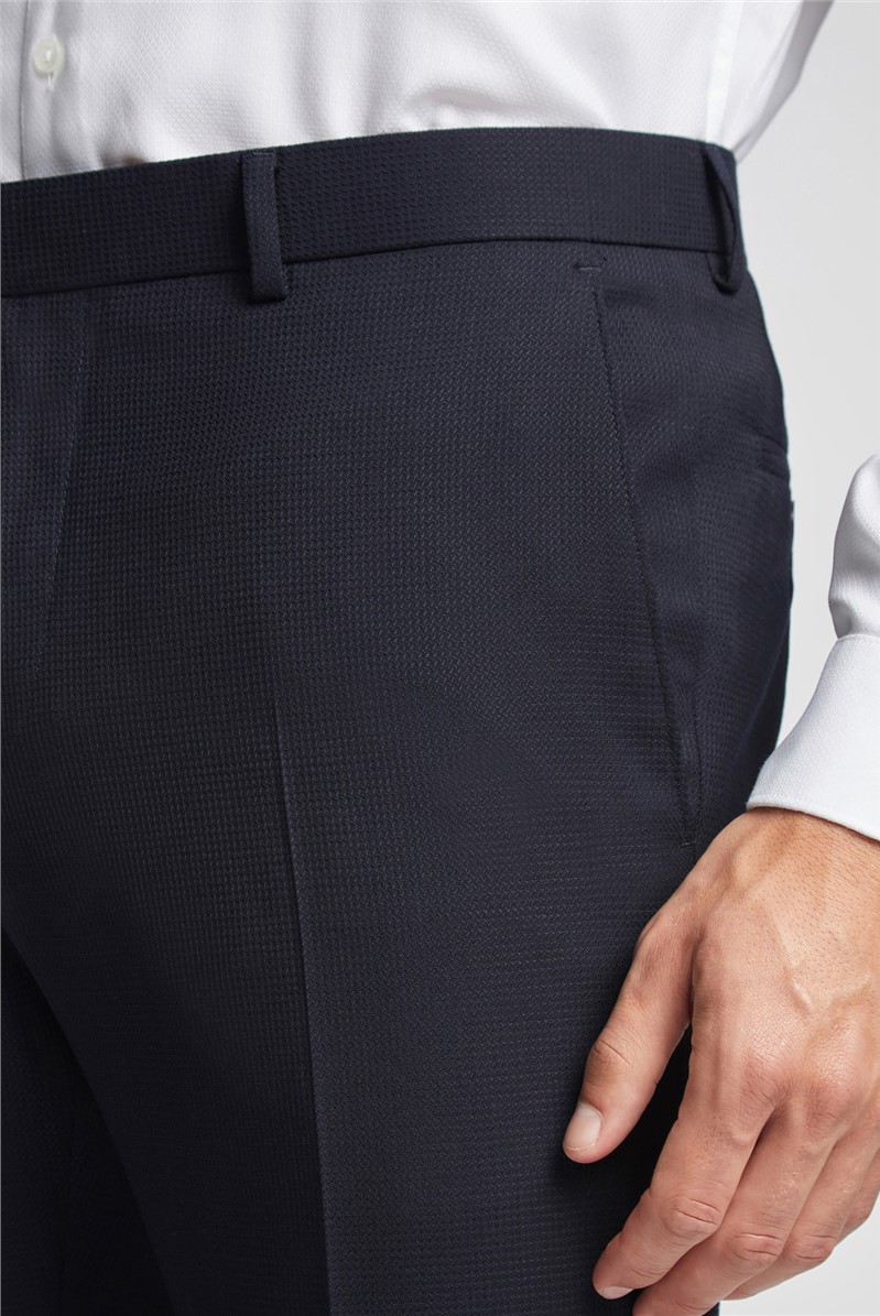  Slim Fit Navy Basketweave Trousers