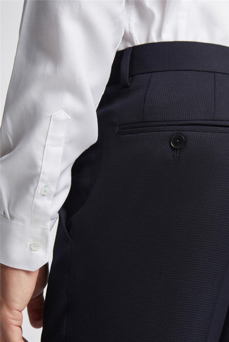  Slim Fit Navy Basketweave Trousers