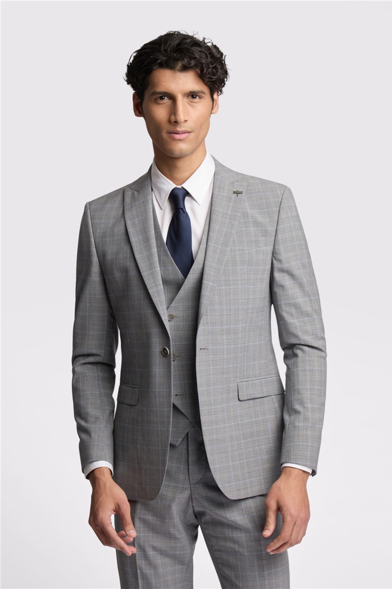  Slim Fit Bredon Grey Blue Check Trouser