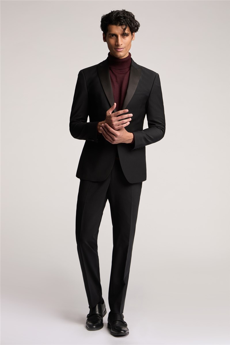  Slim Fit Black Tuxedo Suit Trousers