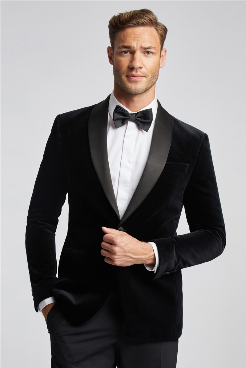  Slim Fit Black Velvet Jacket