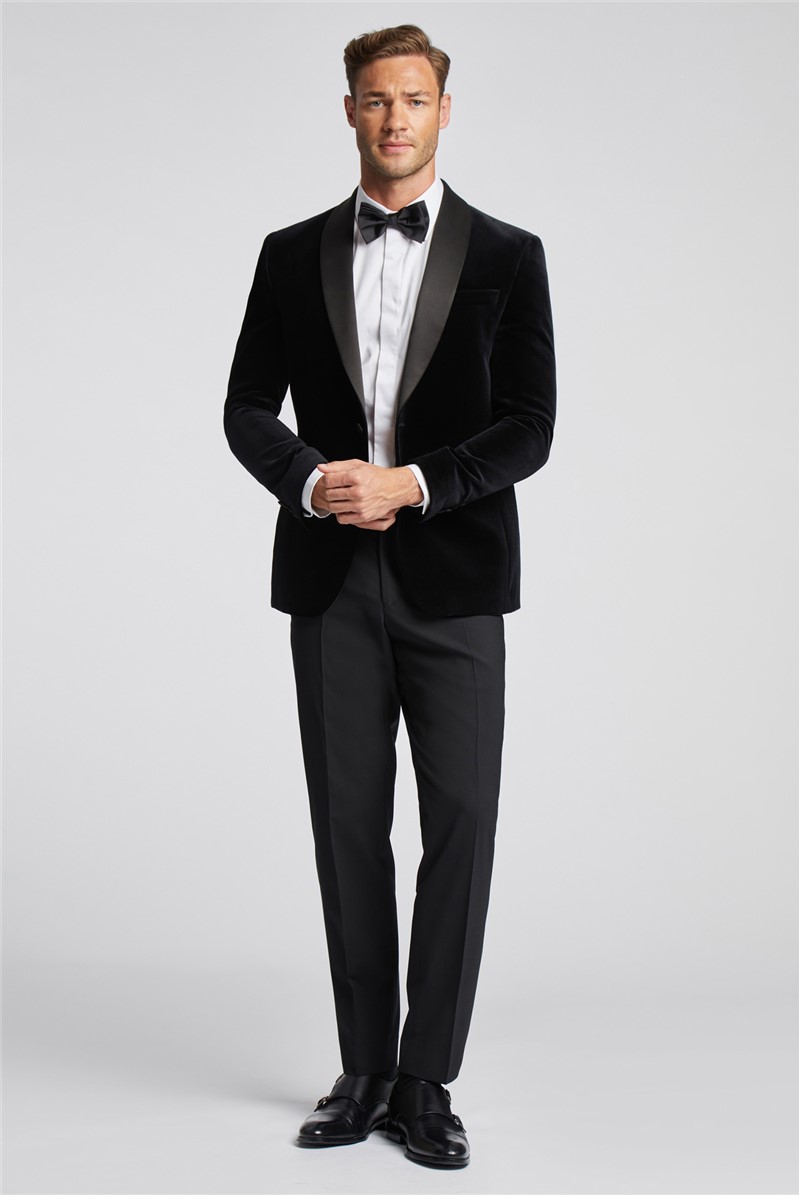  Slim Fit Black Velvet Jacket