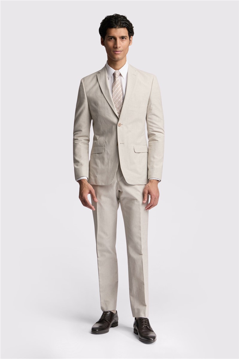  Slim Fit Morris Stone Cotton Linen Trousers