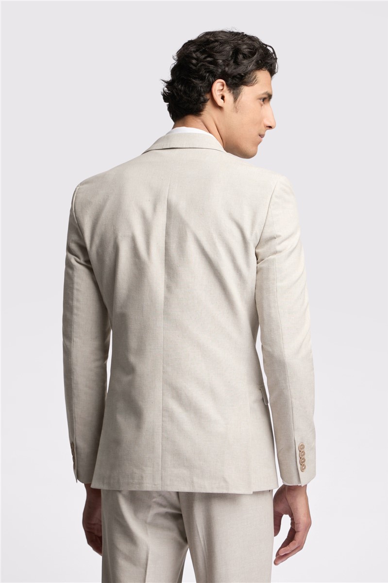 Slim Fit Morris Stone Cotton Linen Trousers