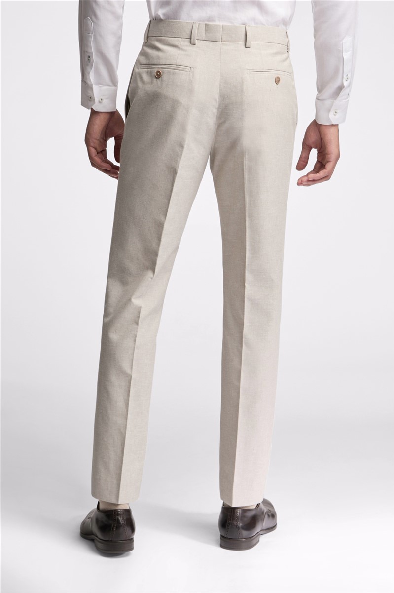  Slim Fit Morris Stone Cotton Linen Trousers