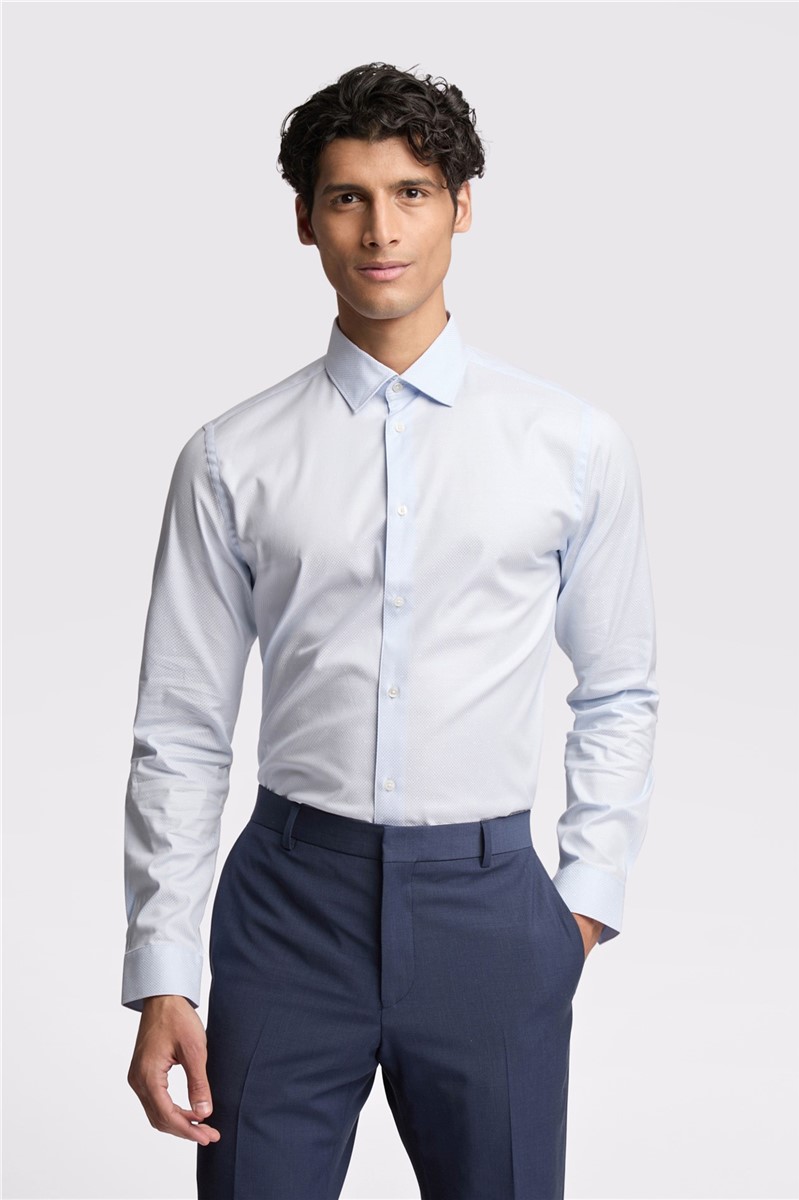  Slim Fit Hart Blue Diamond Dot Shirt