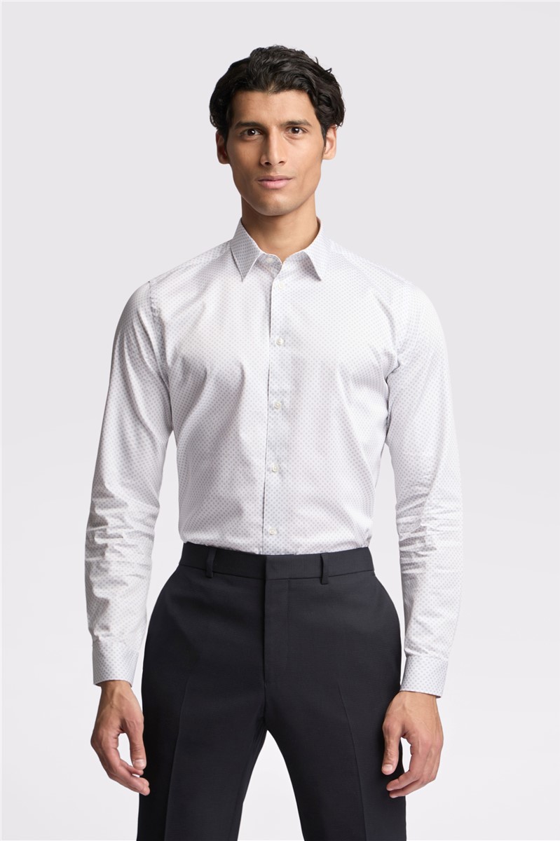  Slim Fit Quinn White Micro Diamond Print Shirt
