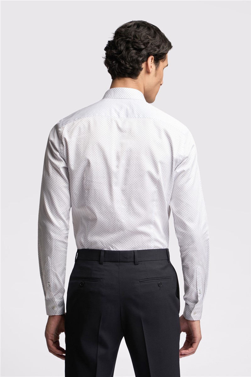  Slim Fit Quinn White Micro Diamond Print Shirt