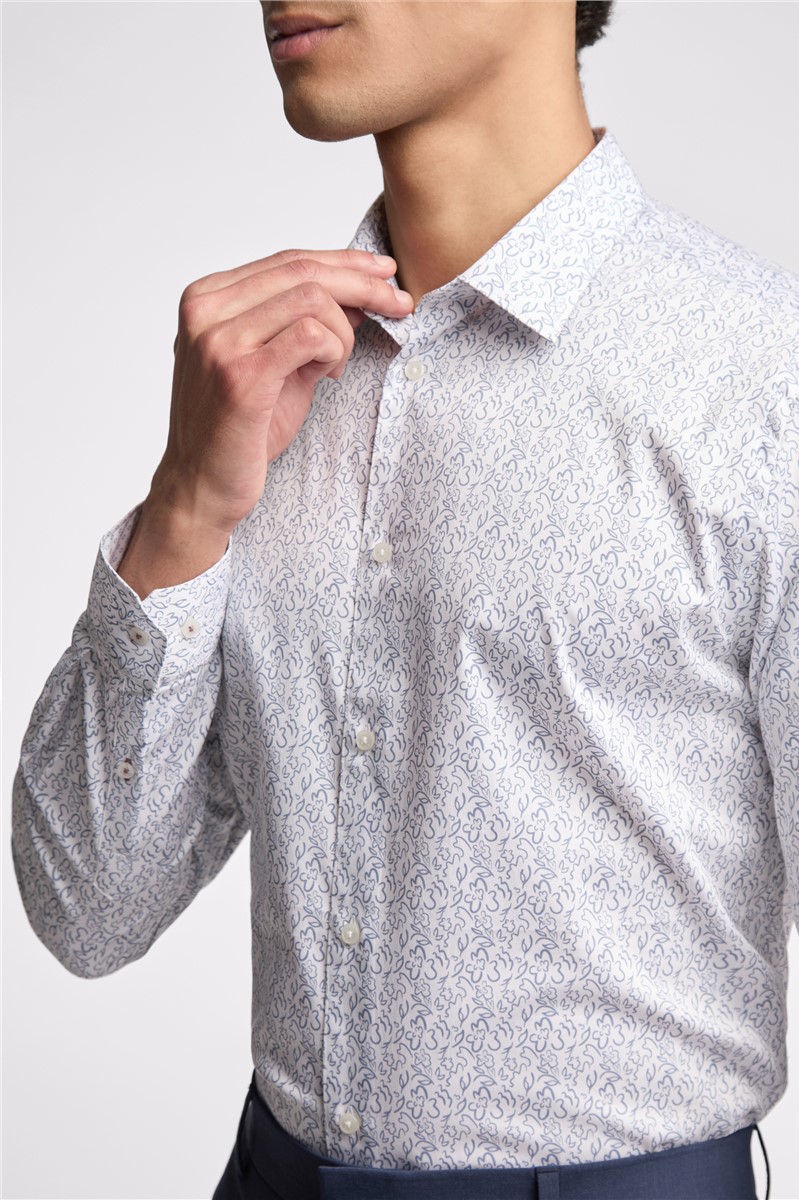  Slim Fit Lyons White Floral Shirt