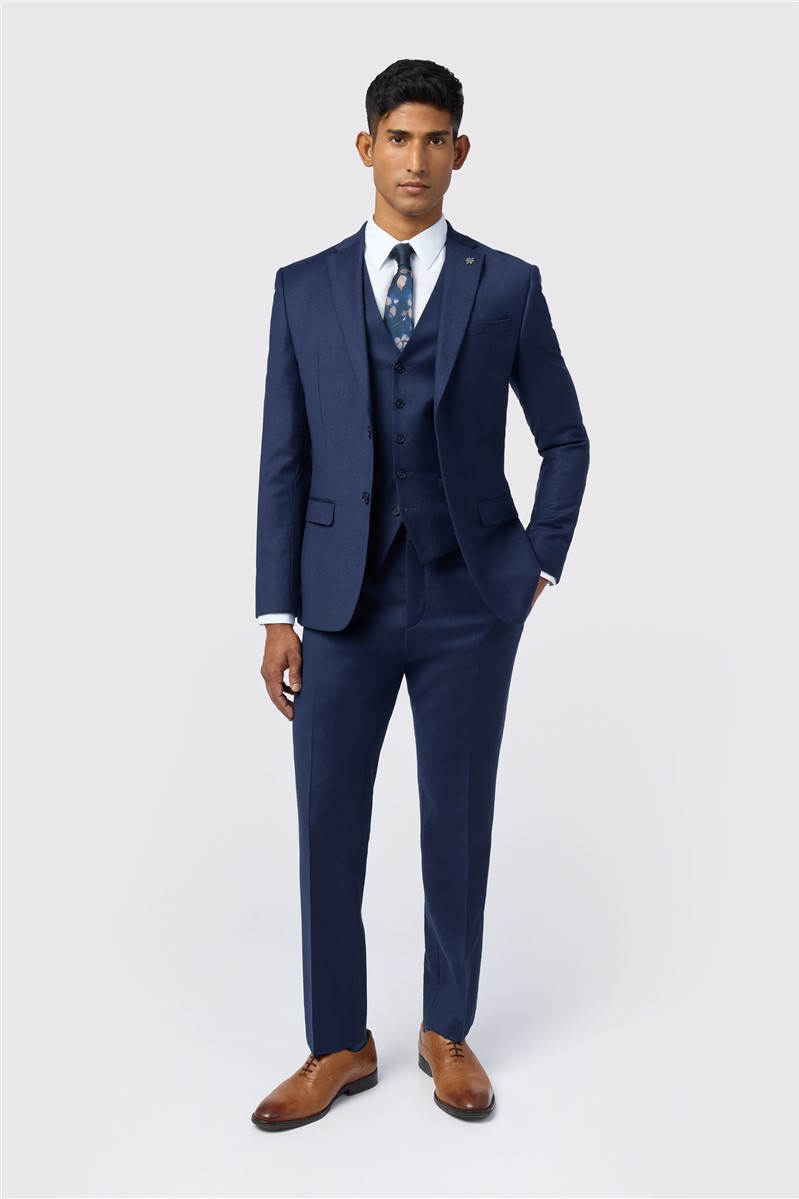 Slim Fit Keats Cobalt Flannel Waistcoat