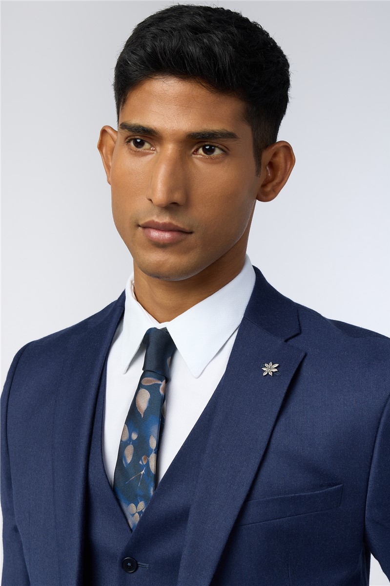  Slim Fit Keats Cobalt Flannel Waistcoat