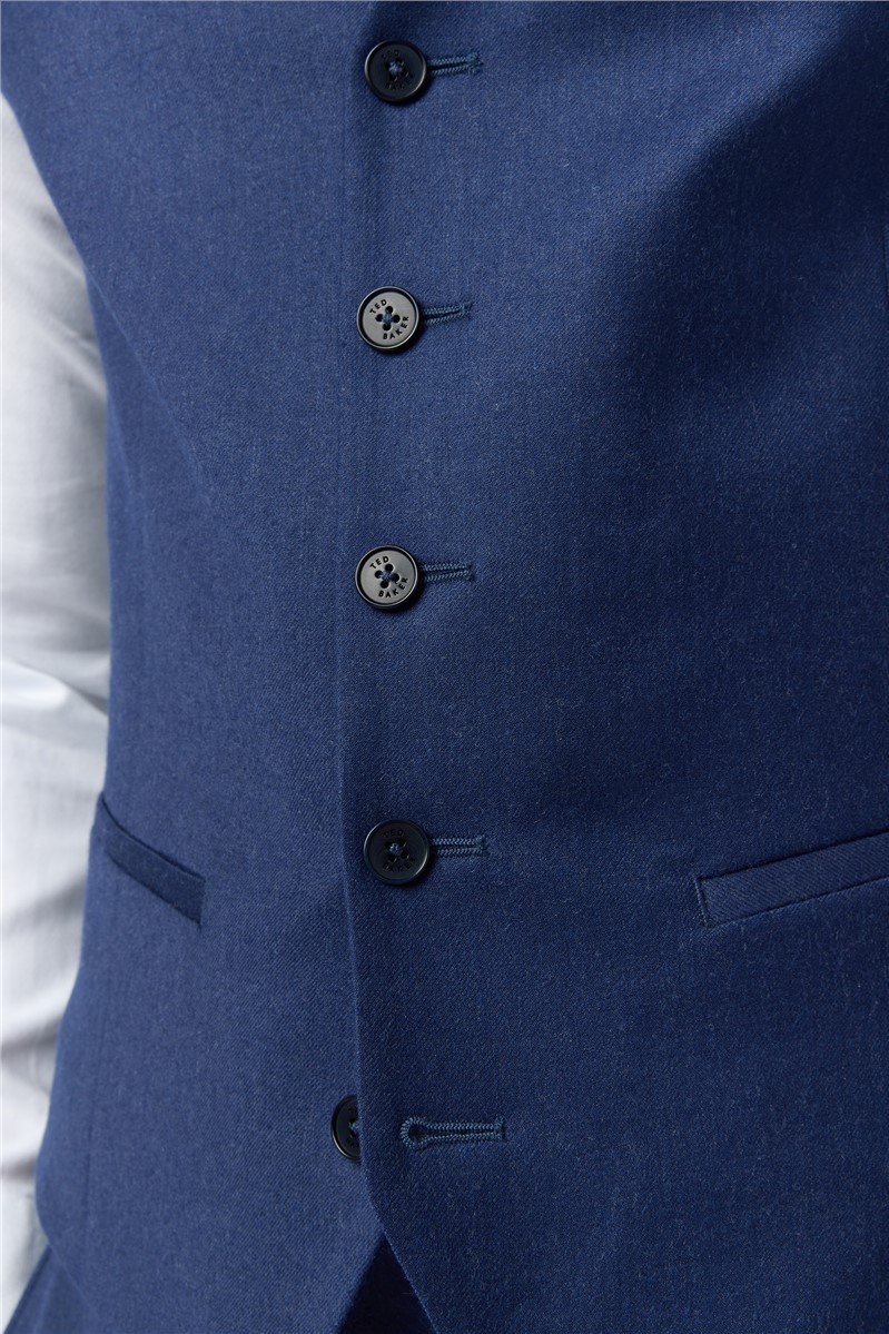  Slim Fit Keats Cobalt Flannel Waistcoat