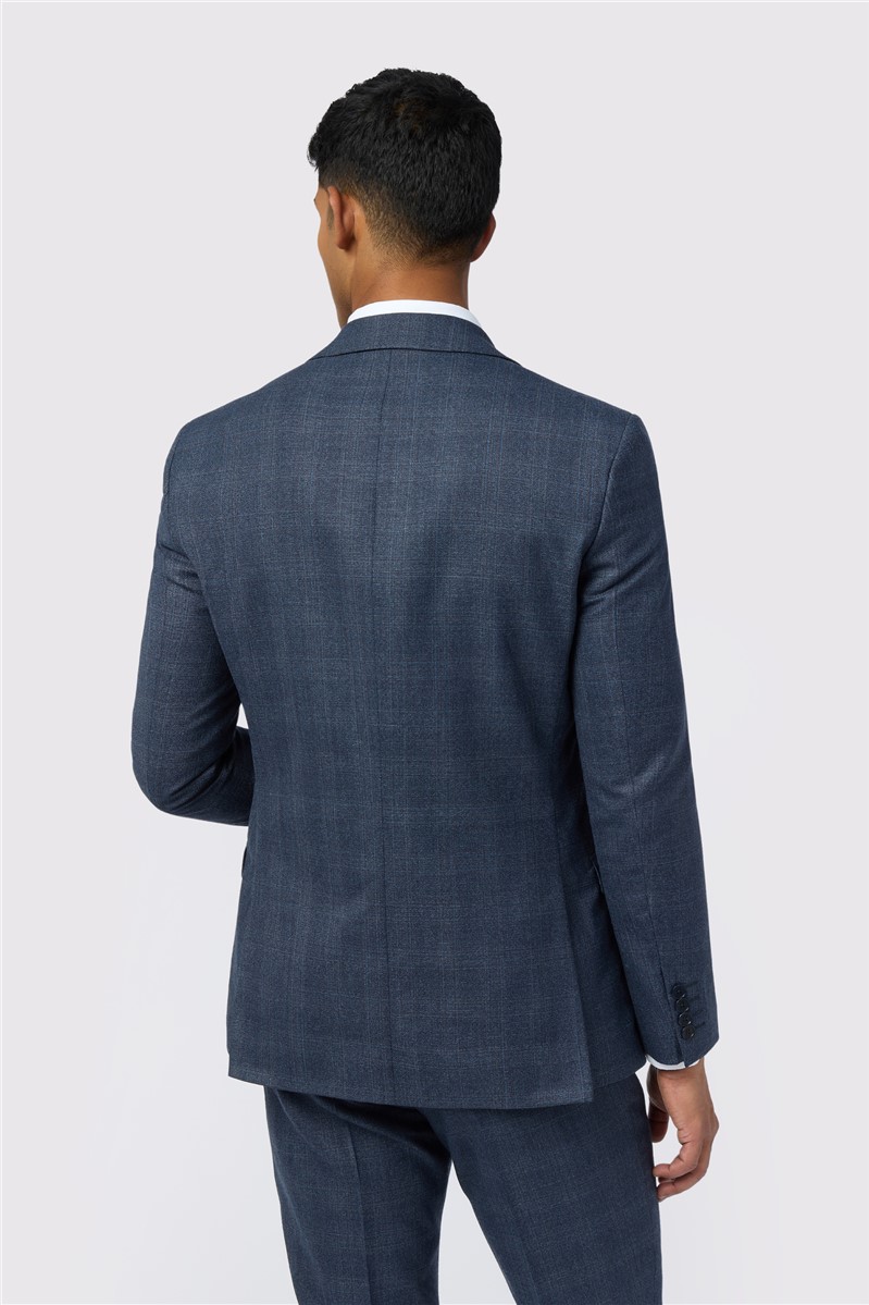  Slim Fit Navy Plum Check Suit