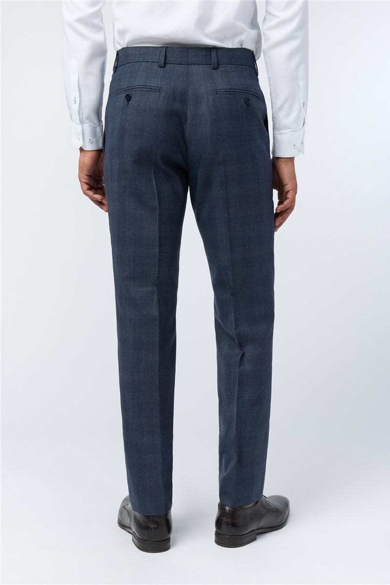  Slim Fit Navy Plum Check Suit