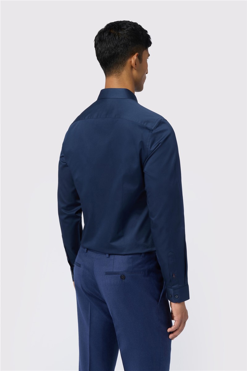  Slim Fit Luuk Steel Navy Stretch Shirt