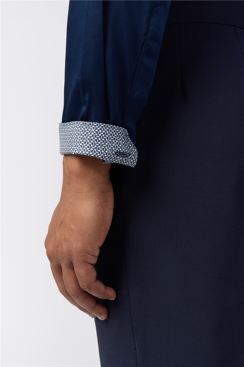  Slim Fit Luuk Steel Navy Stretch Shirt