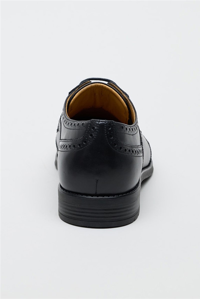  Cannon Black Leather Brogue Derby Shoe