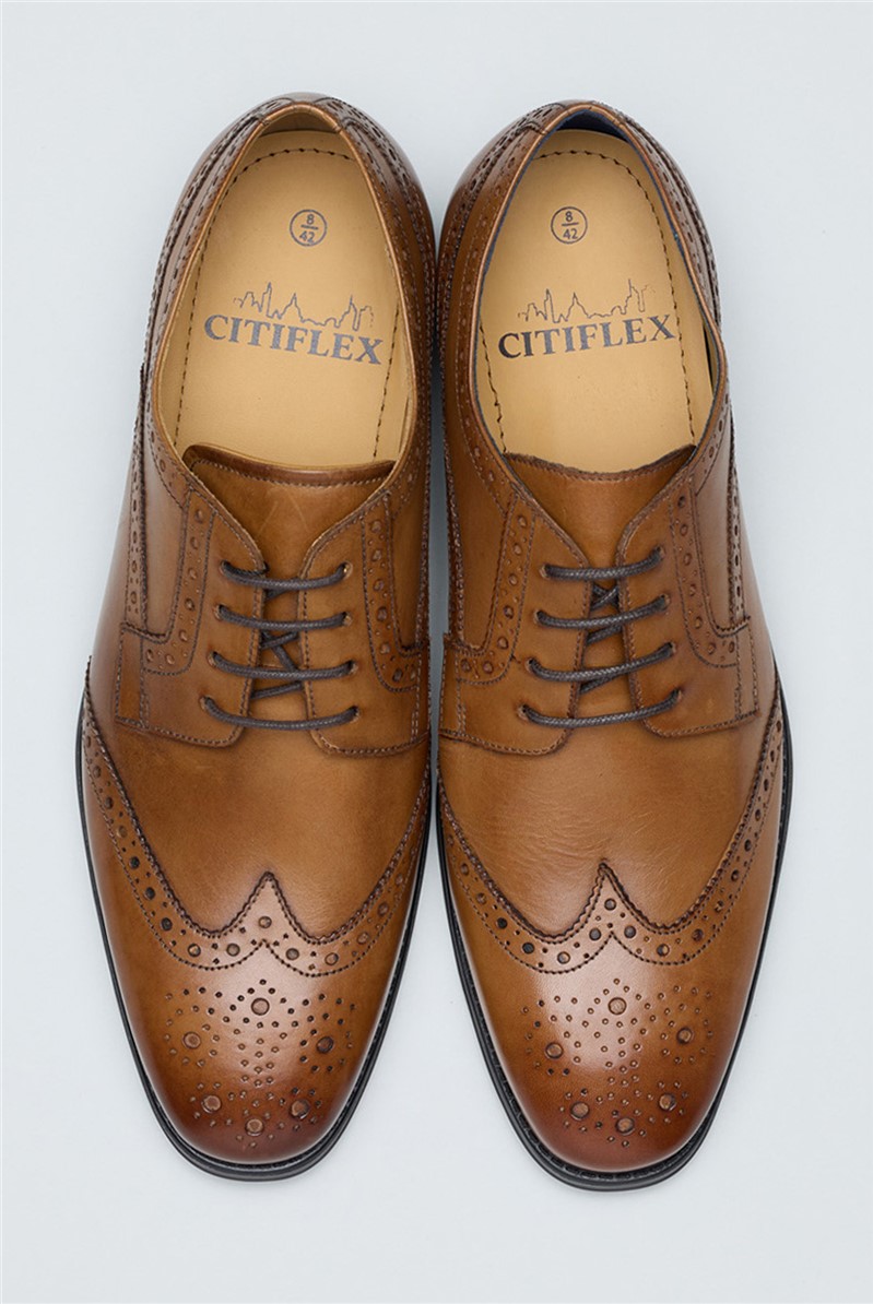  Cannon Tan Leather Brogue Derby Shoe