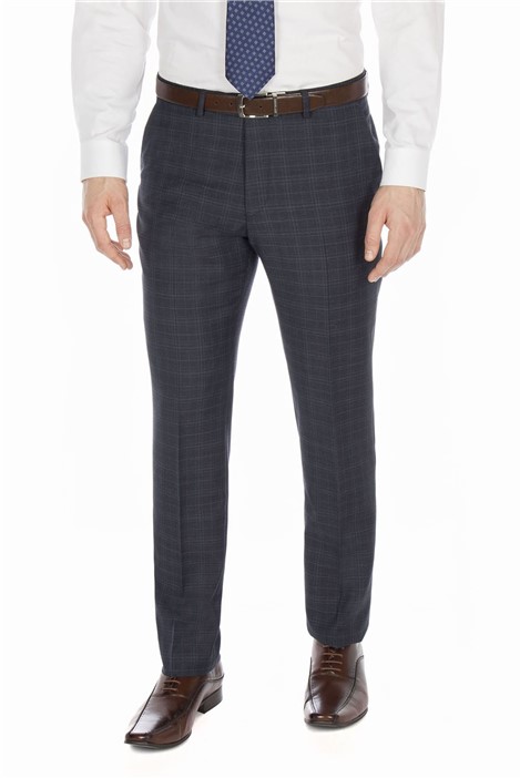 Jeff Banks Studio Blue with Teal Overcheck Ivy League Men's Suit Trousers