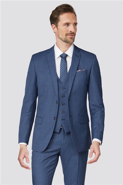 racing green tailored fit bright blue texture men's suit jacket