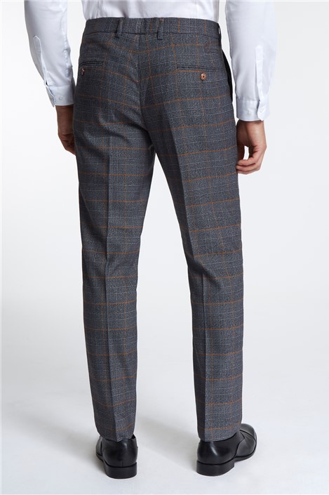 Marc Darcy Slim Fit Jenson Grey Check Suit Trousers