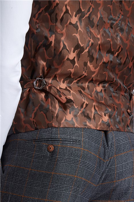 Marc Darcy Slim Fit Jenson Grey Check Double Breasted Waistcoat