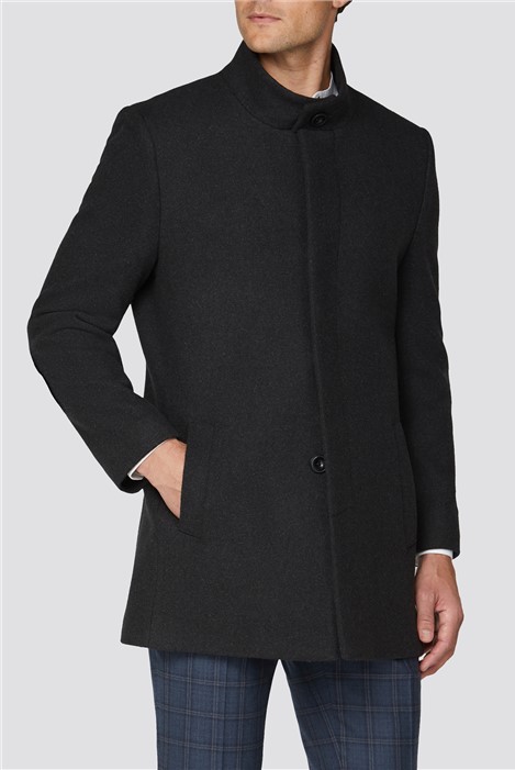 Racing Green Dark Grey Funnel Necked Coat SuitDirect