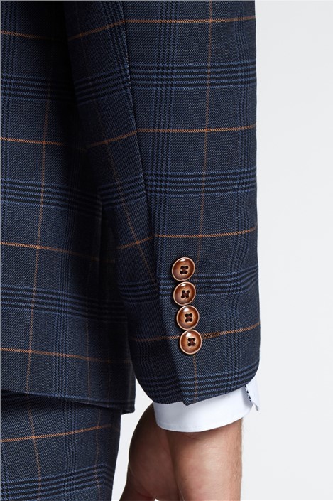 Marc Darcy Tailored Fit Jenson Navy Check Suit Jacket