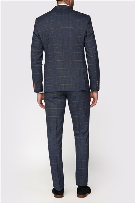 Marc Darcy Tailored Fit Jenson Navy Check Suit Jacket