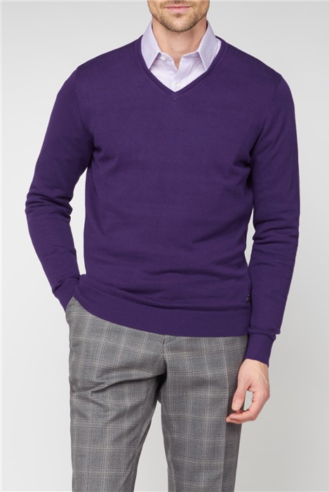 Jeff Banks Bright Purple V Neck Jumper SuitDirect