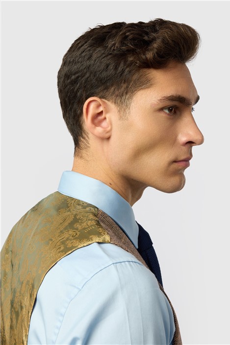 Marc Darcy Tailored Fit Ted Tan Check Suit Waistcoat