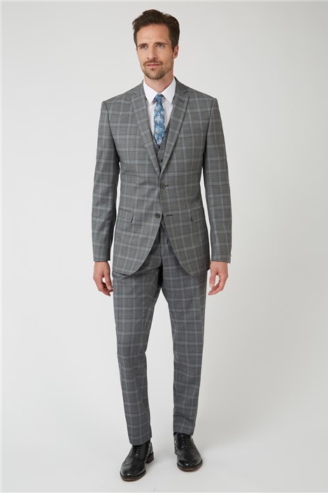 limehaus grey blue check suit