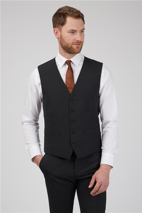 Limehaus Regular Fit Charcoal Grey Panama Waistcoat