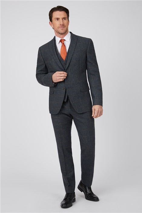 Farah Kenley Navy Textured Two Piece Suit