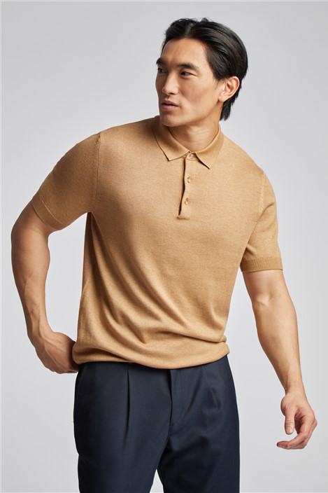 Limehaus Short Sleeve Tobacco Knitted Polo