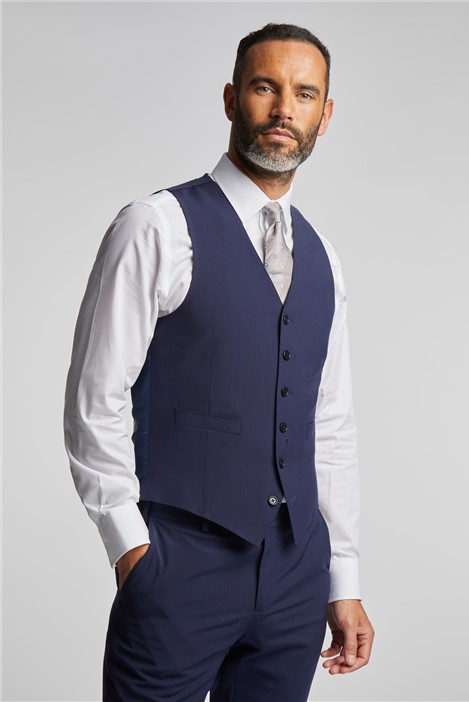 jeff banks navy blue travel men's suit waistcoat