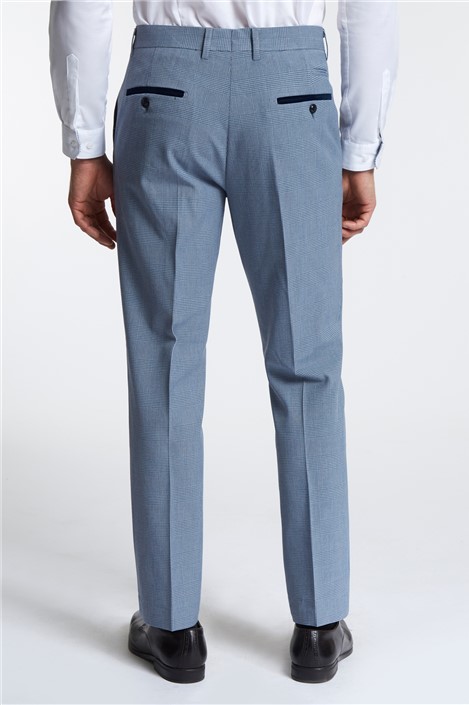 Marc Darcy Slim Fit Bromley Sky Blue Check Suit Trousers
