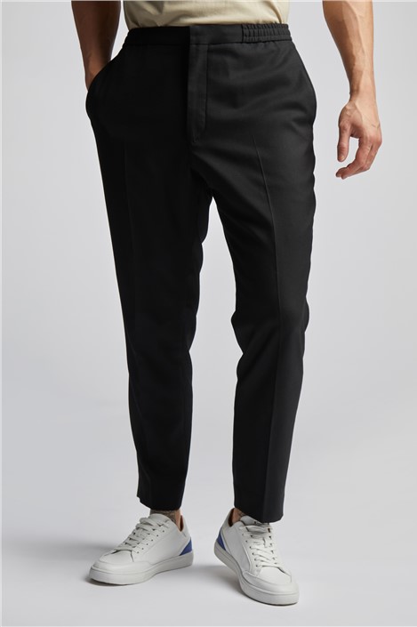 Limehaus Slim Fit Black Drawstring Men’s Trousers by Suit Direct