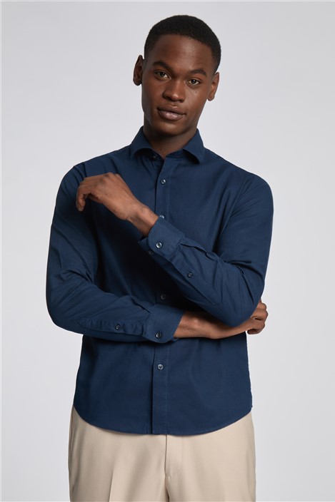 Limehaus Plain Linen Shirt - Navy