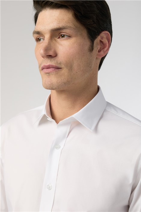 Limehaus Regular Fit White Stretch Double Cuff Shirt