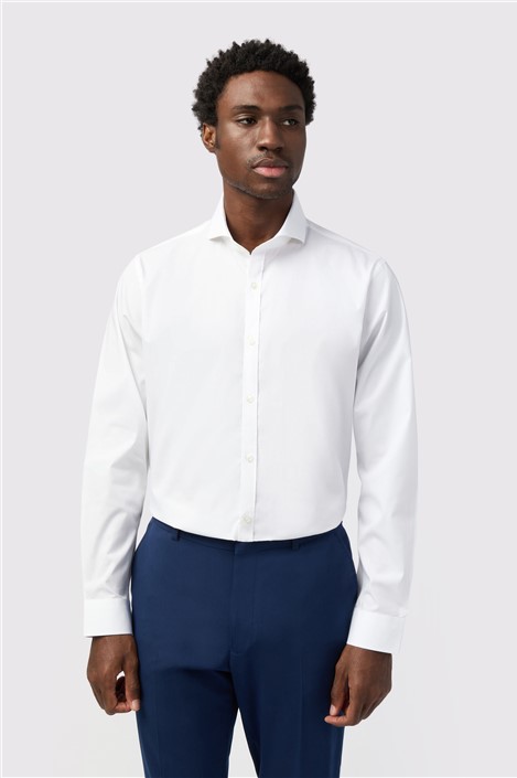 Limehaus Regular Fit White Stretch Extreme Cutaway Collar Shirt