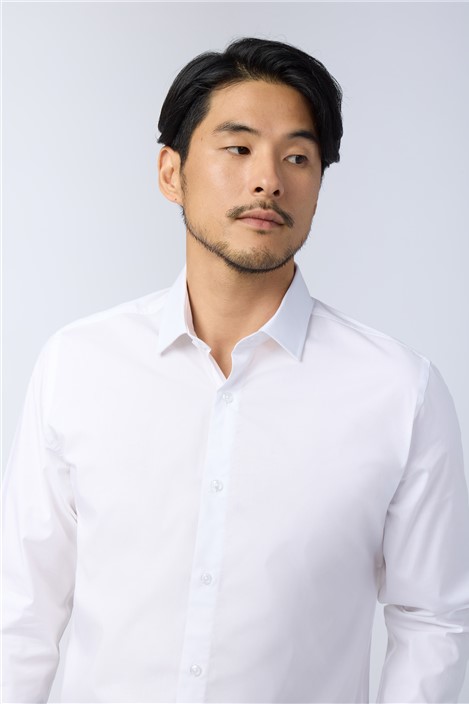 Limehaus Tailored Fit White Stretch Shirt