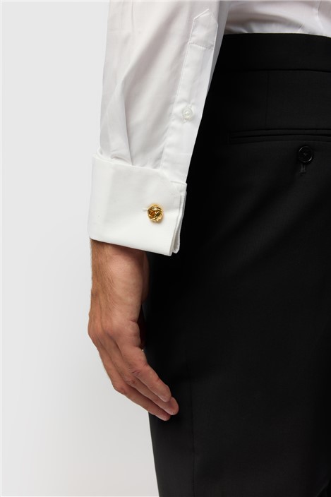 Limehaus Slim Fit White Stretch Wing Collar Dress Shirt