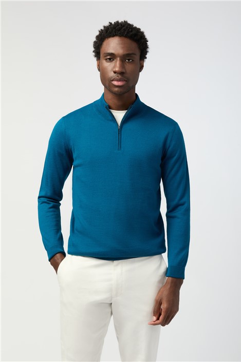 Melka Teal Zip Neck Jumper