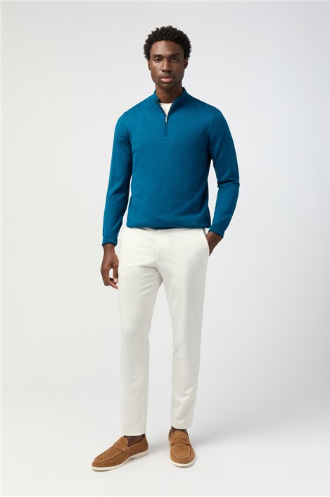 Melka Teal Zip Neck Jumper